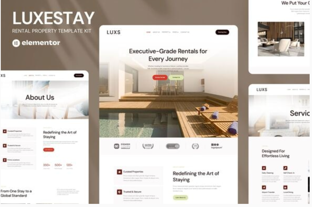 LuxeStay - Rental Property Elementor Template Kit