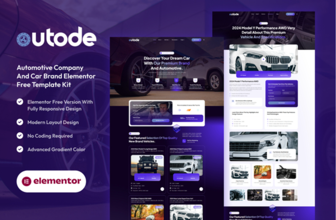 Autode - Automotive Company And Car Brand Elementor Template Kit