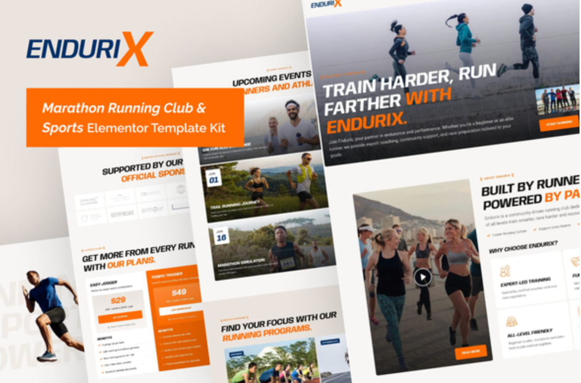 Endurix - Marathon Running Club & Sports Elementor Template Kit