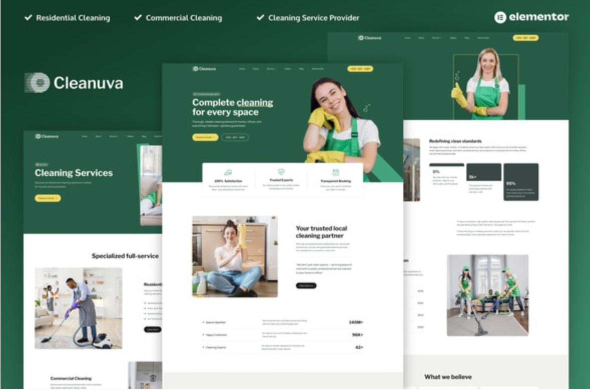 Cleanuva - Cleaning Services Elementor Pro Template Kit