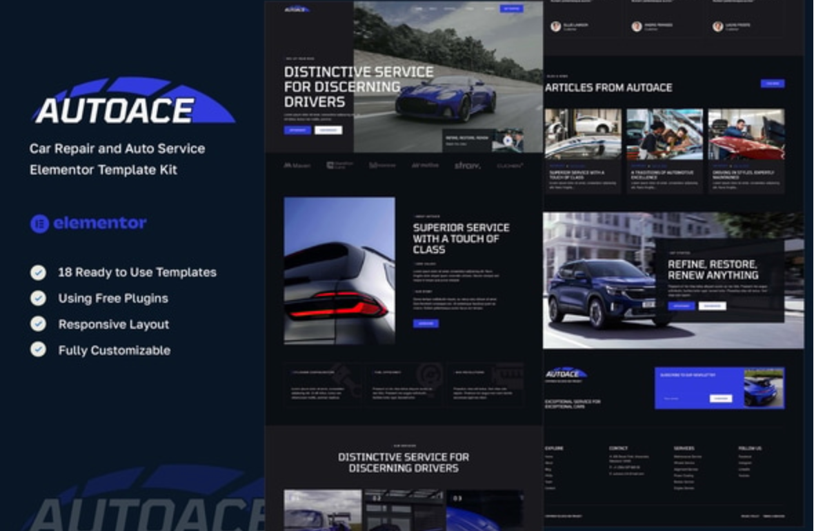 Autoace - Car Repair & Auto Service Elementor Template Kit