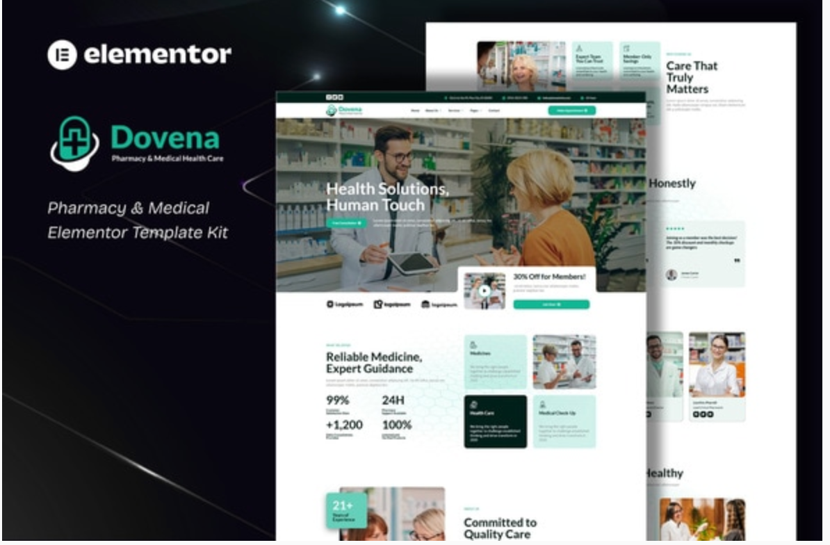 Dovena - Pharmacy & Medical Elementor Template Kit