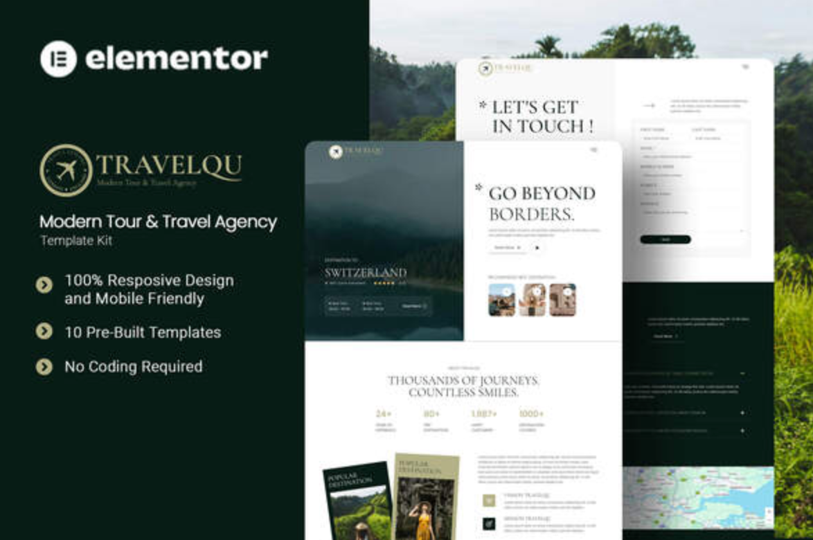 Travelqu - Modern Tour &Travel Agency Elementor Template Kit