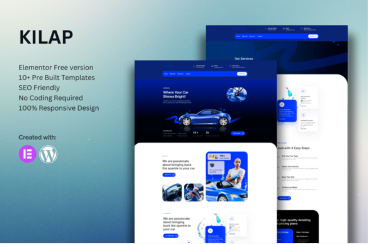 Kilap - Car Wash & Detailing Service Elementor Template Kit