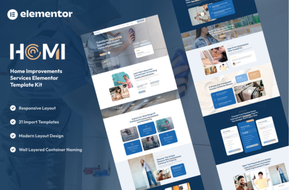 Homi - Home Improvement & Repair Services Elementor Template Kit