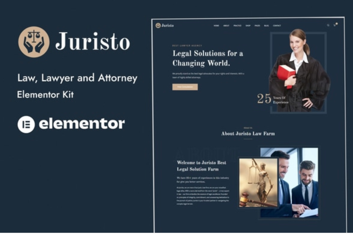 Juristo – Lawyer & Attorney Elementor Template Kit