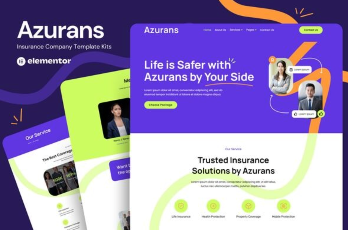 Azurans - Insurance Company Elementor Template Kit