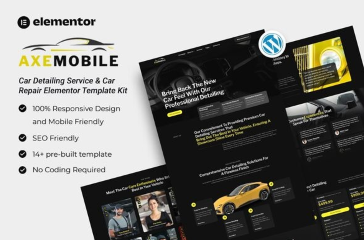 Axemobile - Car Detailing Service & Car Repair Elementor Template Kit