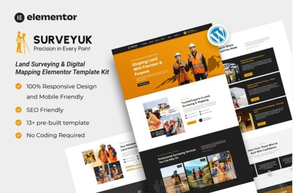 Surveyuk – Land Surveying & Digital Mapping Elementor Template Kit