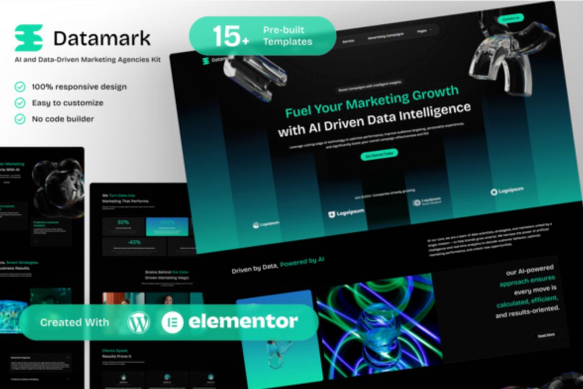 Datamark - AI and Data Driven Marketing Elementor Template Kit for Smart Campaigns