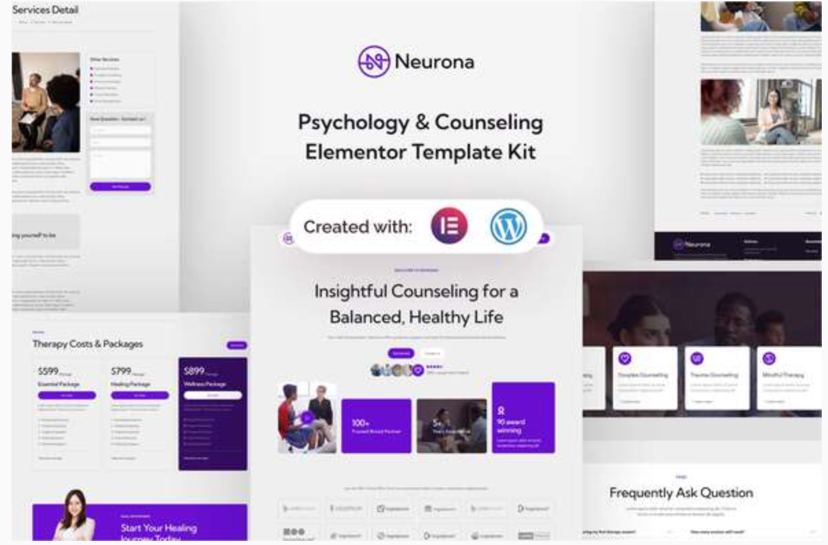 Neurona - Psychology & Counseling Elementor Template Kit