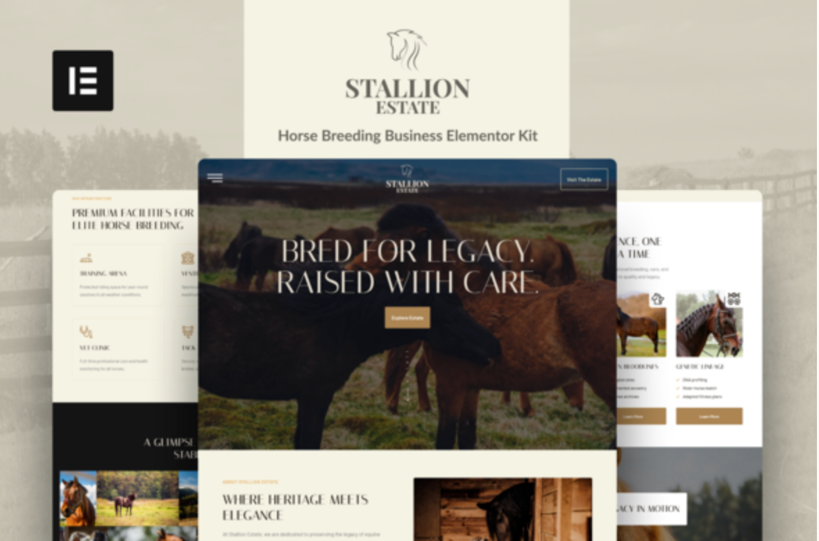 StallionEstate - Horse Breeding Business Elementor Pro Template Kit