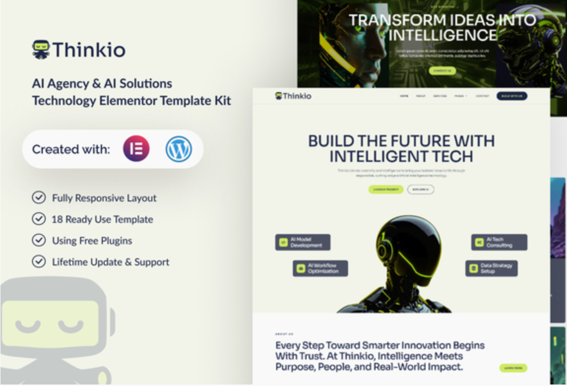 Thinkio - AI Agency & AI Solutions Technology Elementor Template Kit