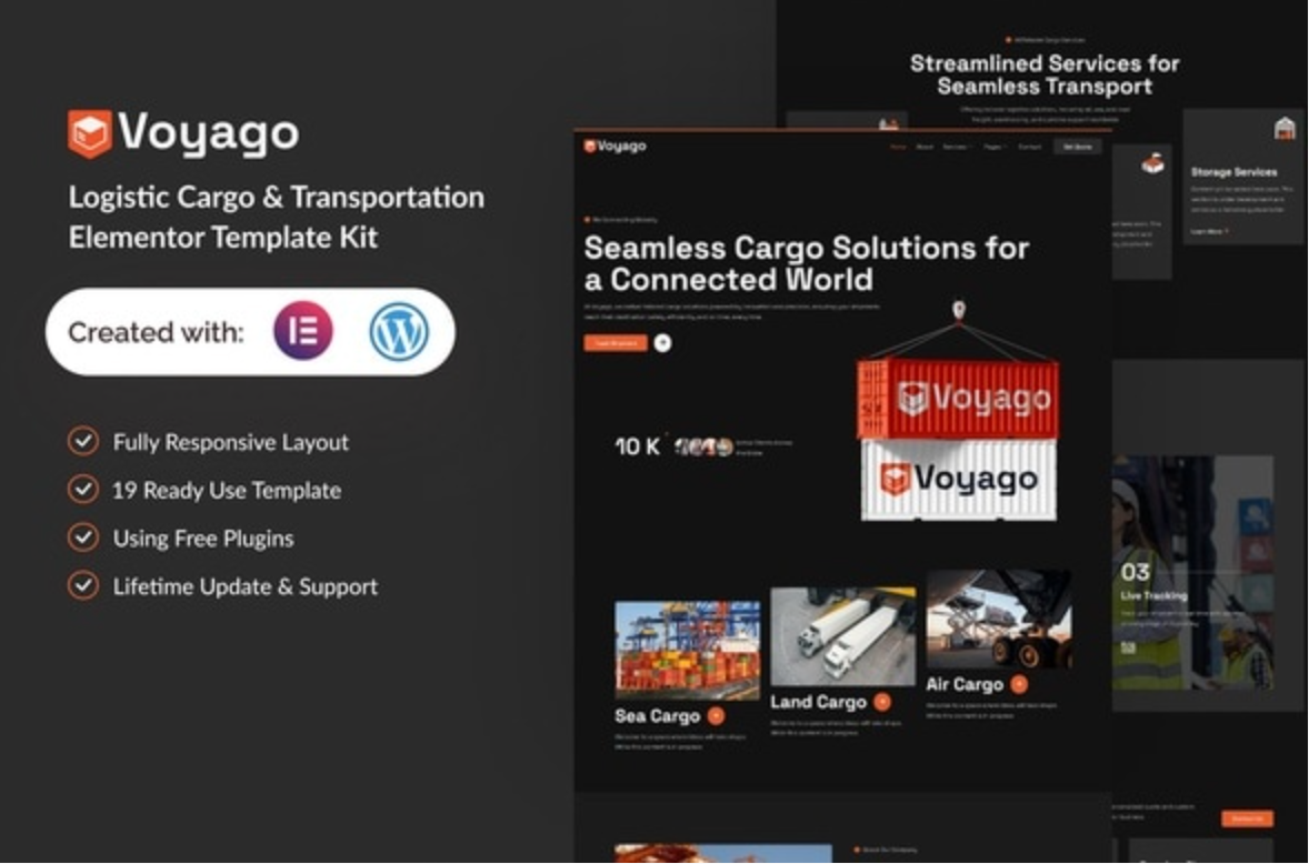 Voyago - Logistic Cargo & Transportation Elementor Template Kit