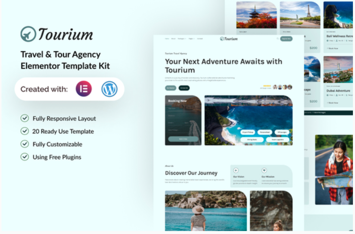 Tourium - Travel & Tour Agency Elementor Template Kit
