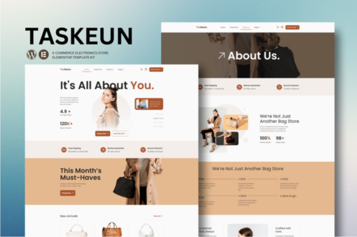 Taskeun - E-Commerce Bag Store Elementor Template Kit