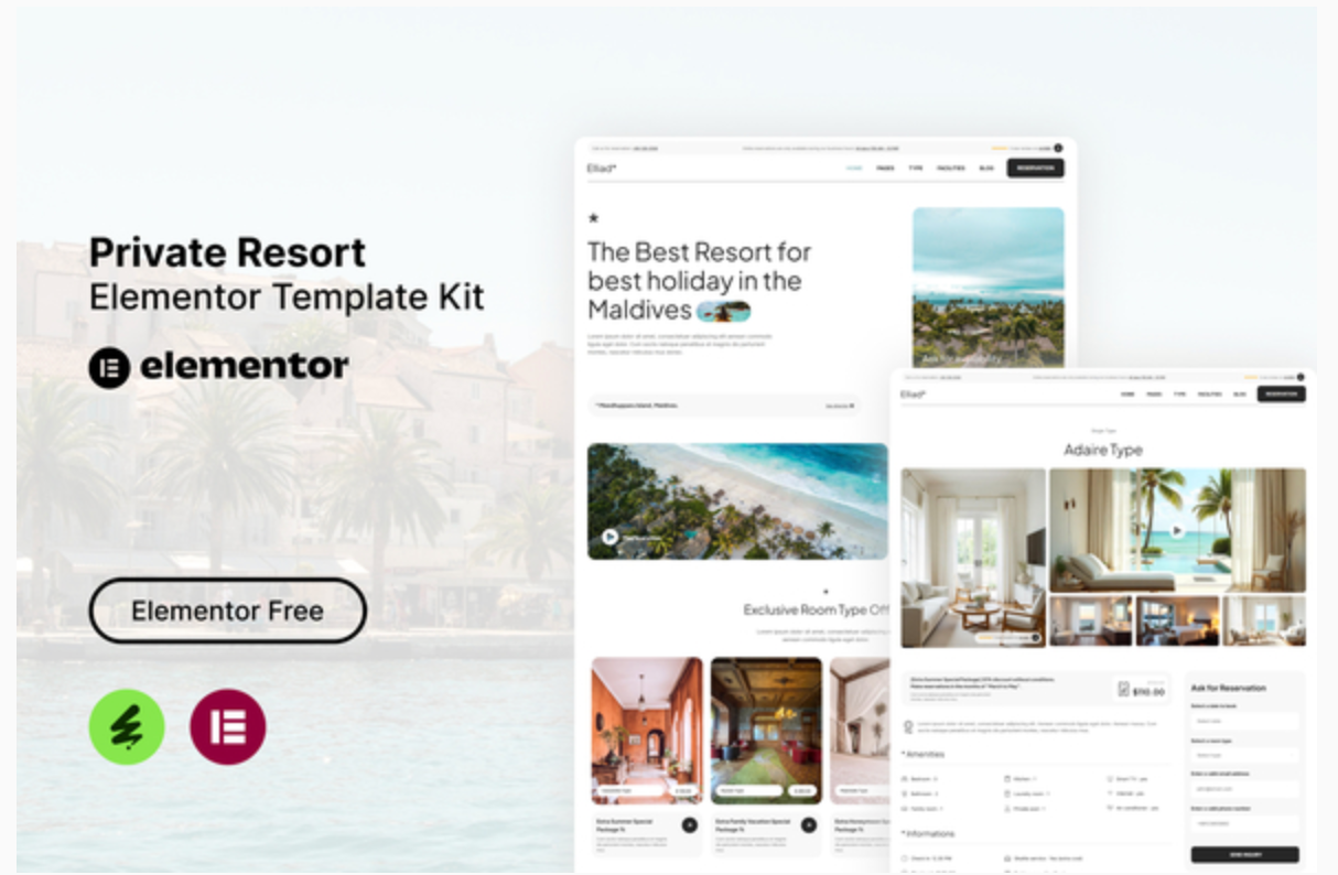 Elliad - Private Resort Elementor Template Kit