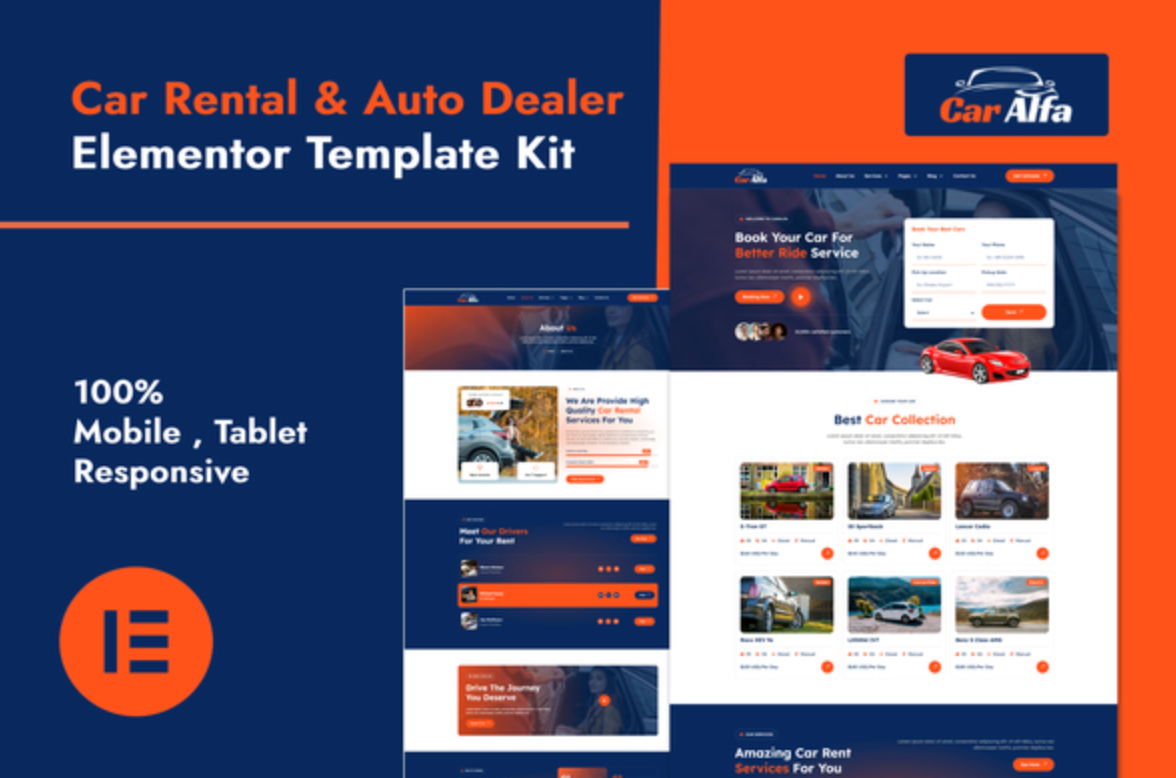 CarAlfa - Car Rental & Dealer Elementor Pro Template Kit