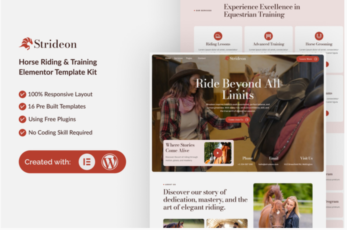 Strideon - Horse Riding & Training Elementor Template Kit