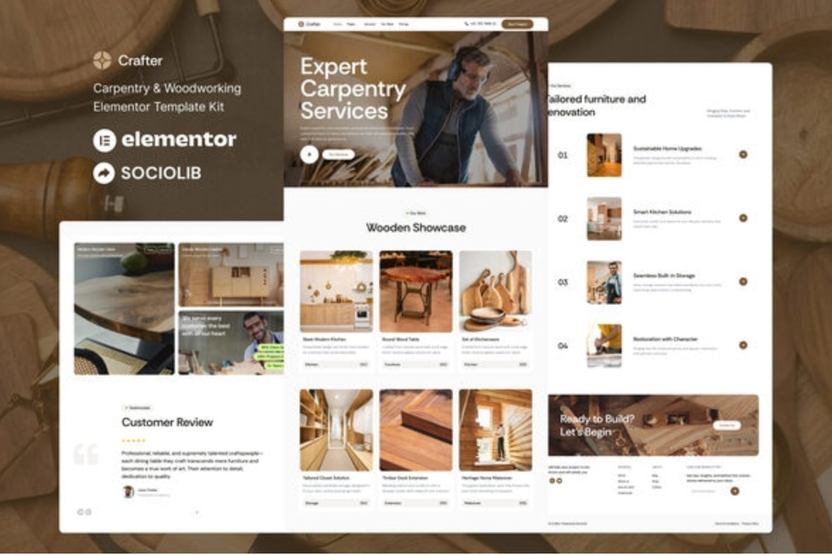 Crafter - Carpentry & Woodworking Elementor Template Kit