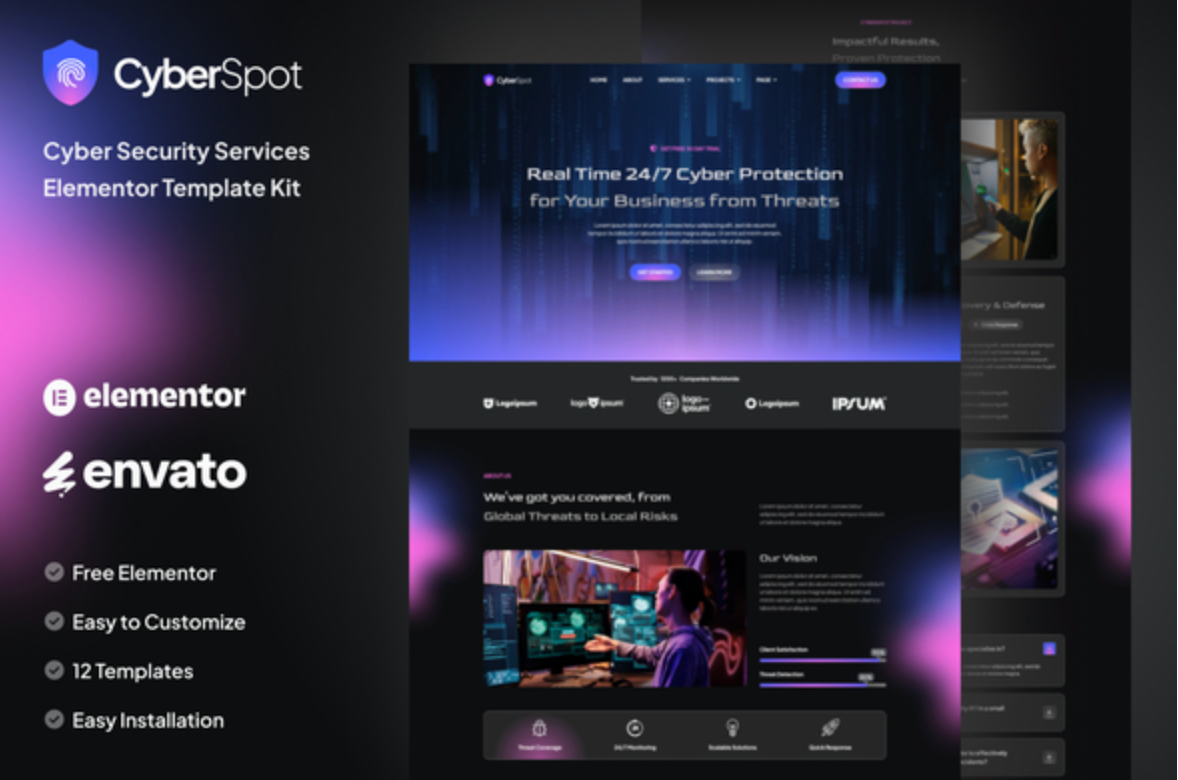 CyberSpot - Cyber Security Services Elementor Template Kit
