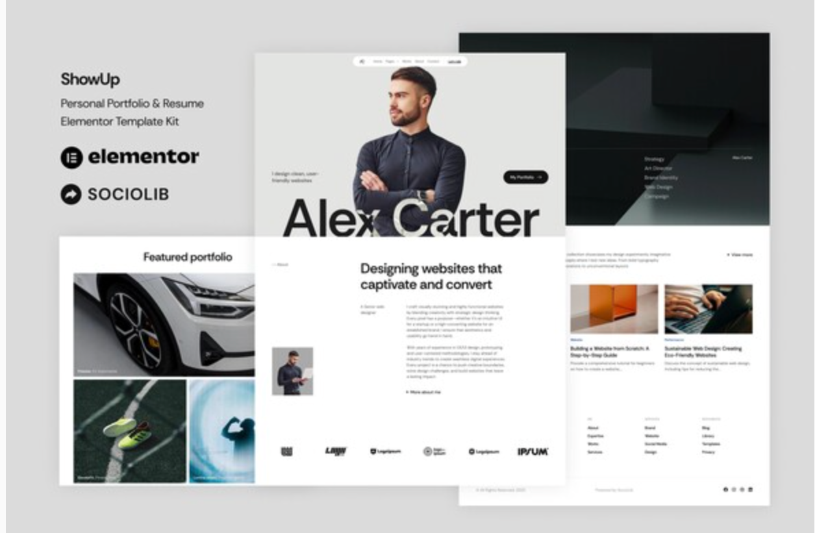 ShowUp - Personal Portfolio & Resume Elementor Template Kit
