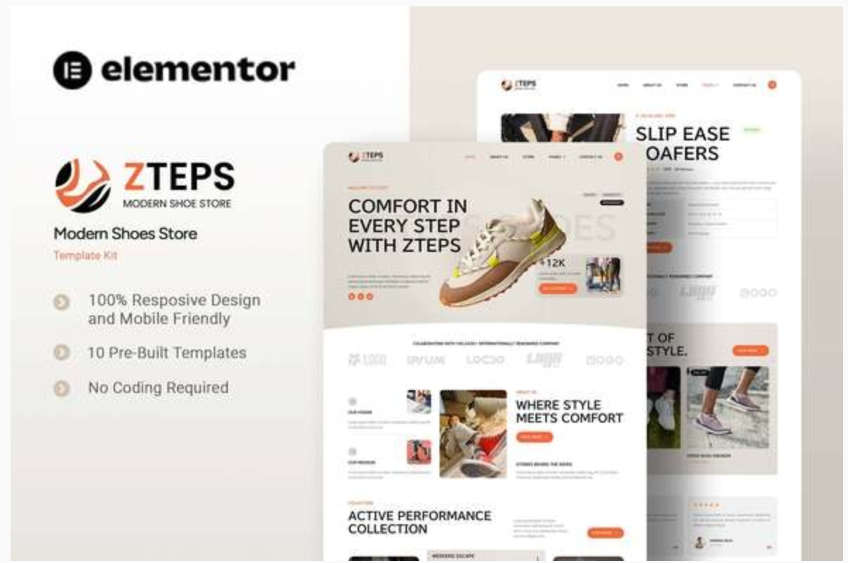 Zteps - Modern Shoes Store Elementor Template Kit