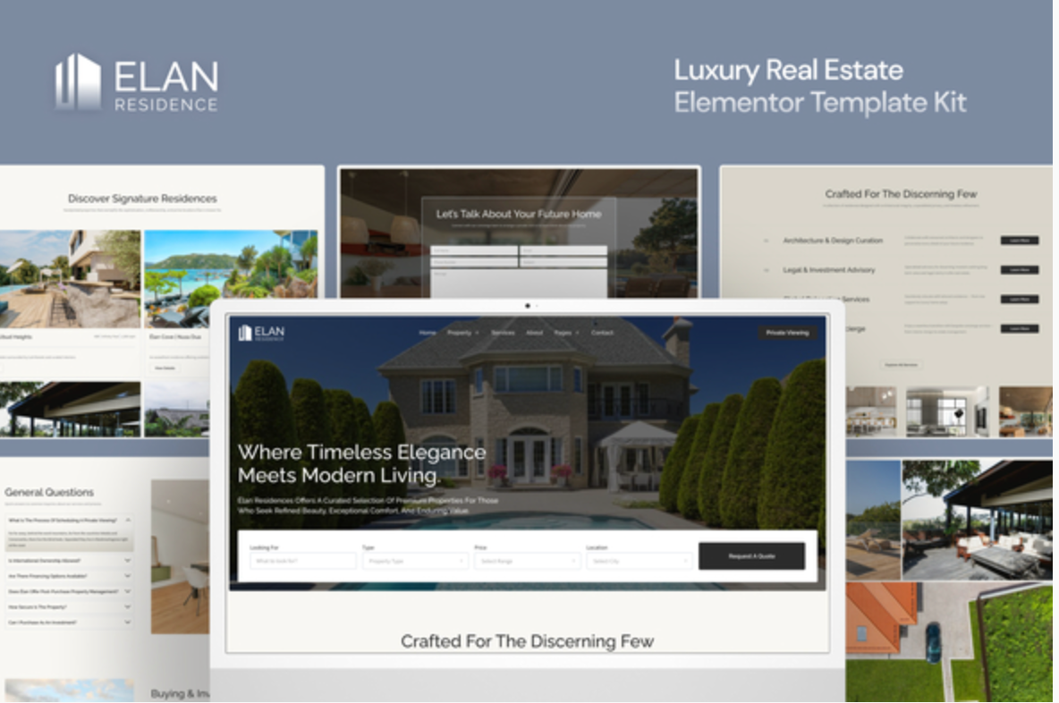 Elan - Luxury Real Estate Elementor Template Kit
