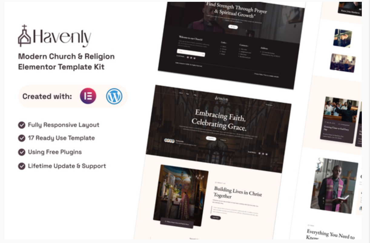 Havenly - Modern Church & Religion Elementor Template Kit