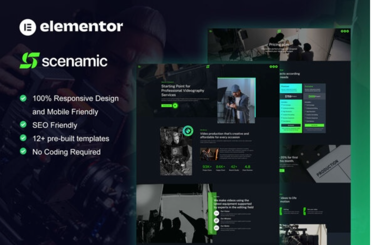 Scenamic - Video Production Service Elementor Template Kit
