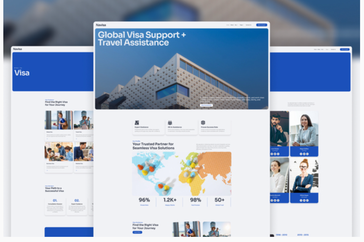 Navisa - Clean Modern Visa Agency Elementor Template Kit