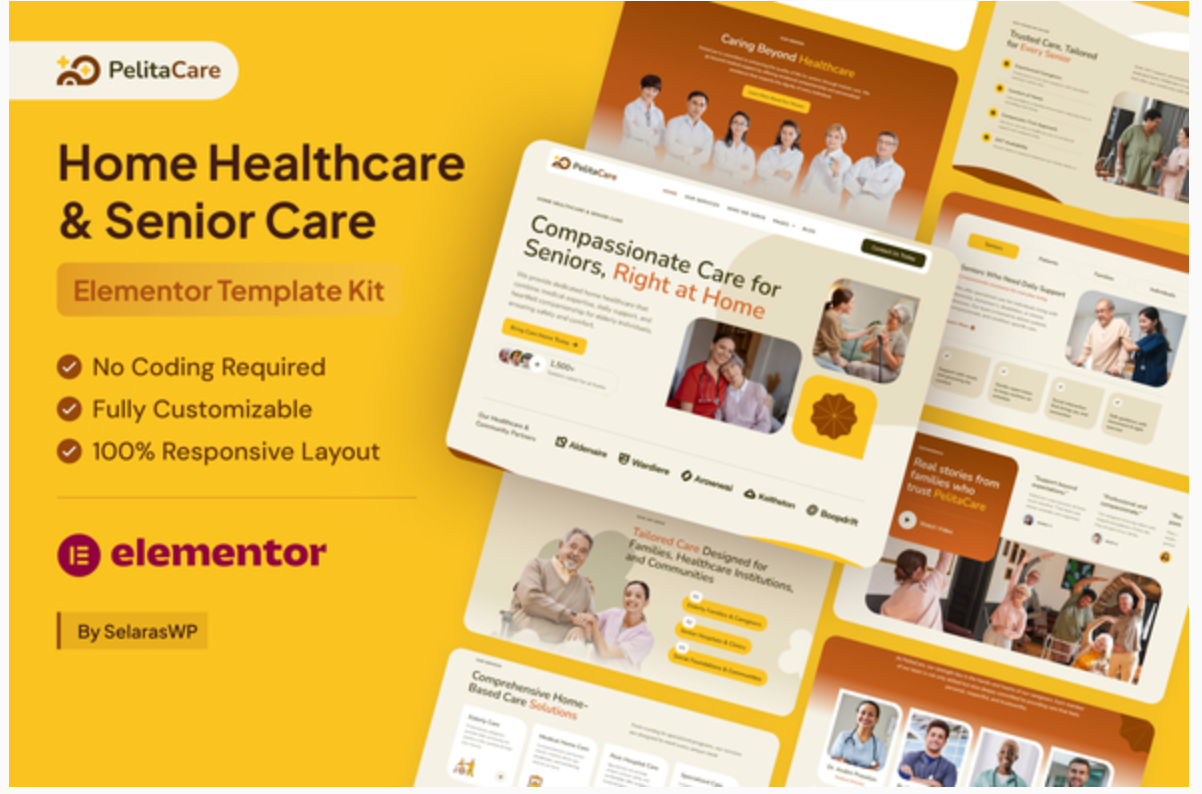 PelitaCare - Home Healthcare & Senior Care Elementor Pro Template Kit