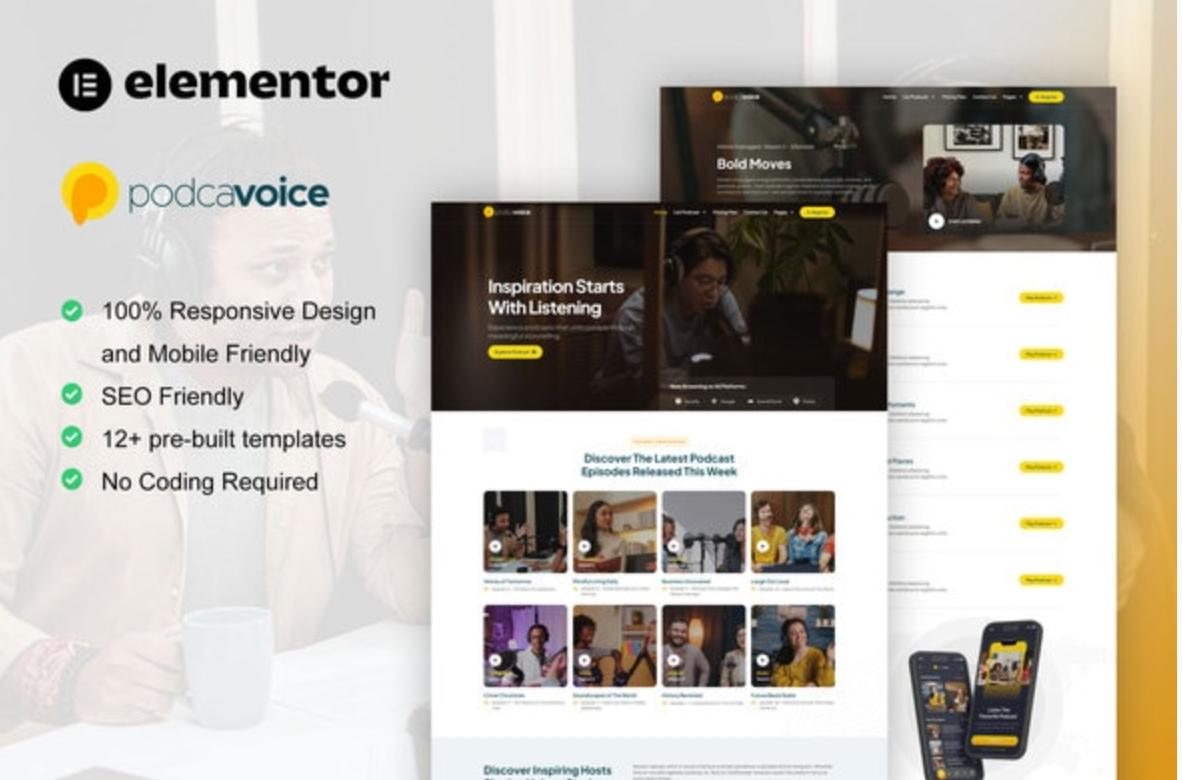 PodcaVoice - Podcaster & Streaming Elementor Template Kit