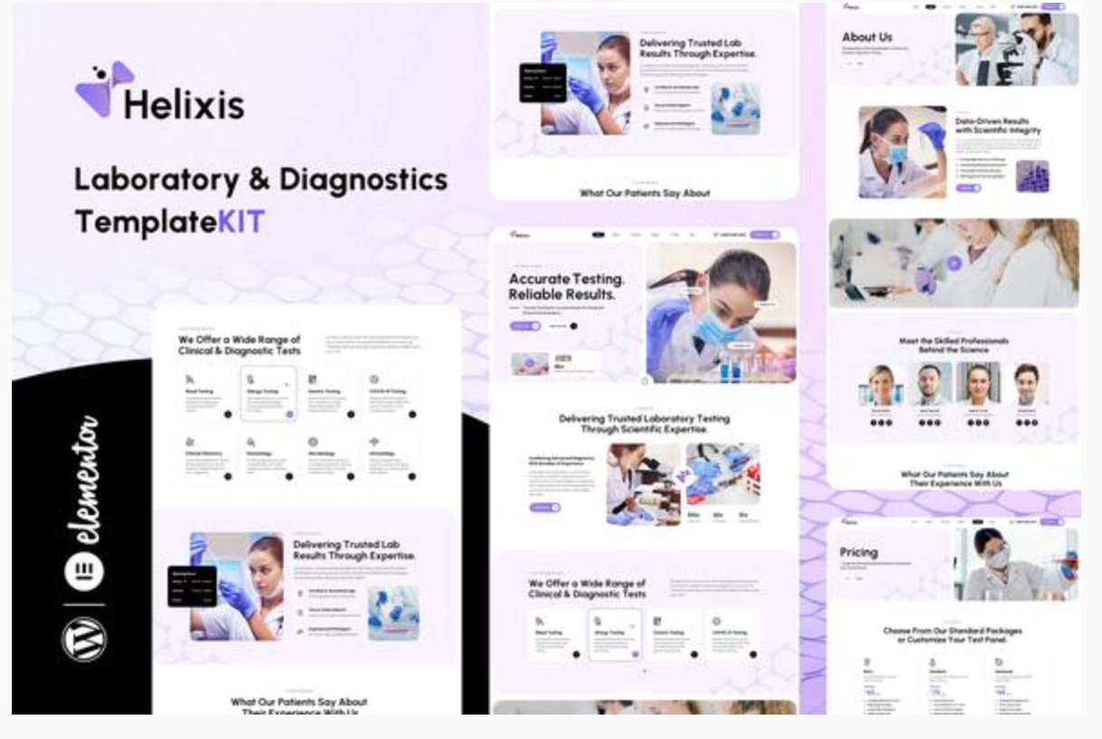 Helixis - Laboratory & Diagnostics Elementor Template Kit