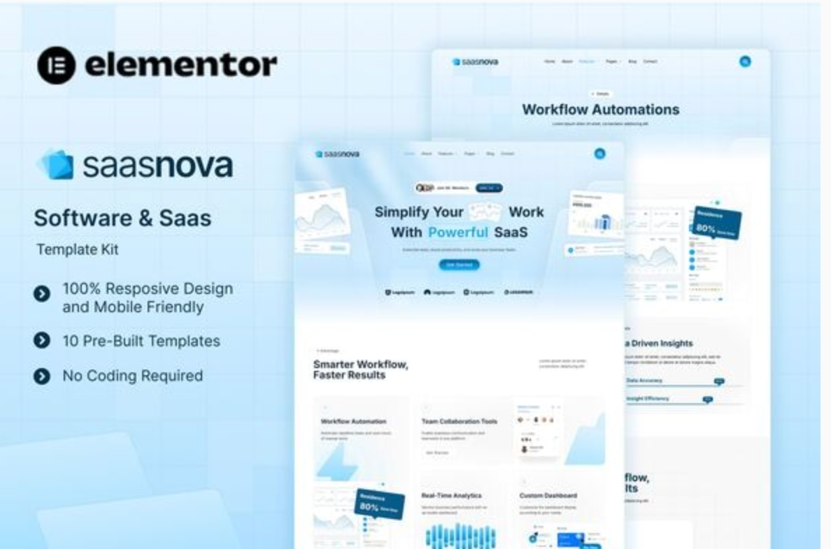 SaaSNova - Software & Saas Elementor Template Kit