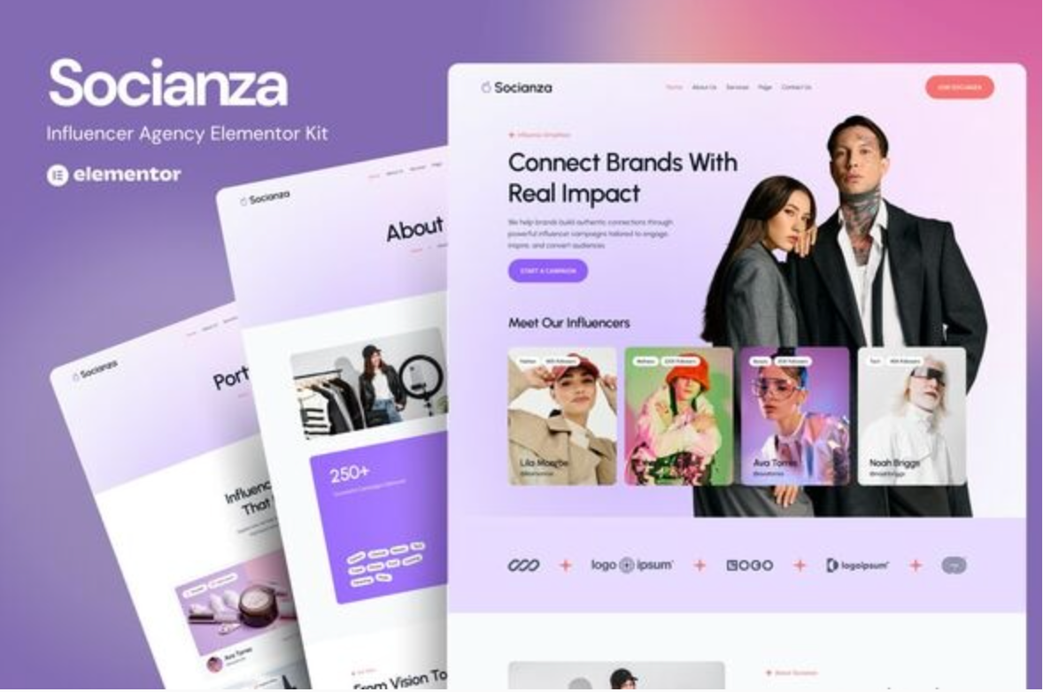 Socianza - Influencer Agency Elementor Template Kit