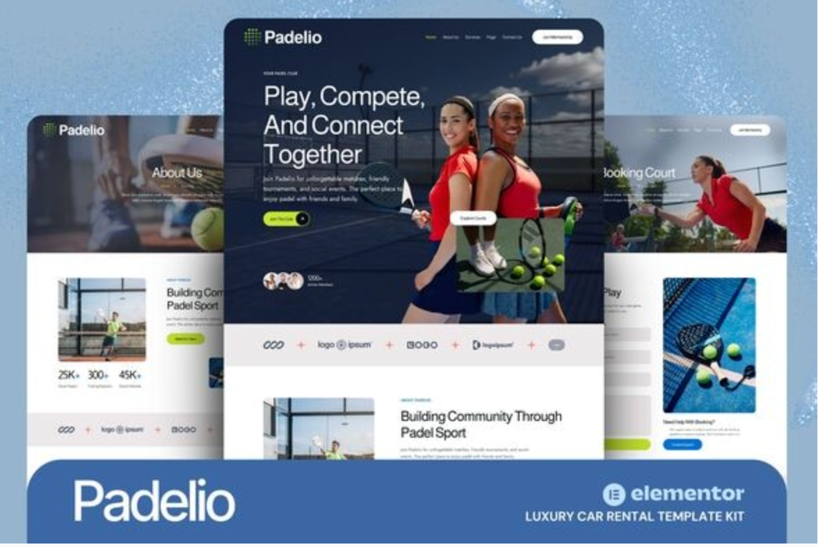 Padelio - Padel Club & Court Rental Elementor Template Kit
