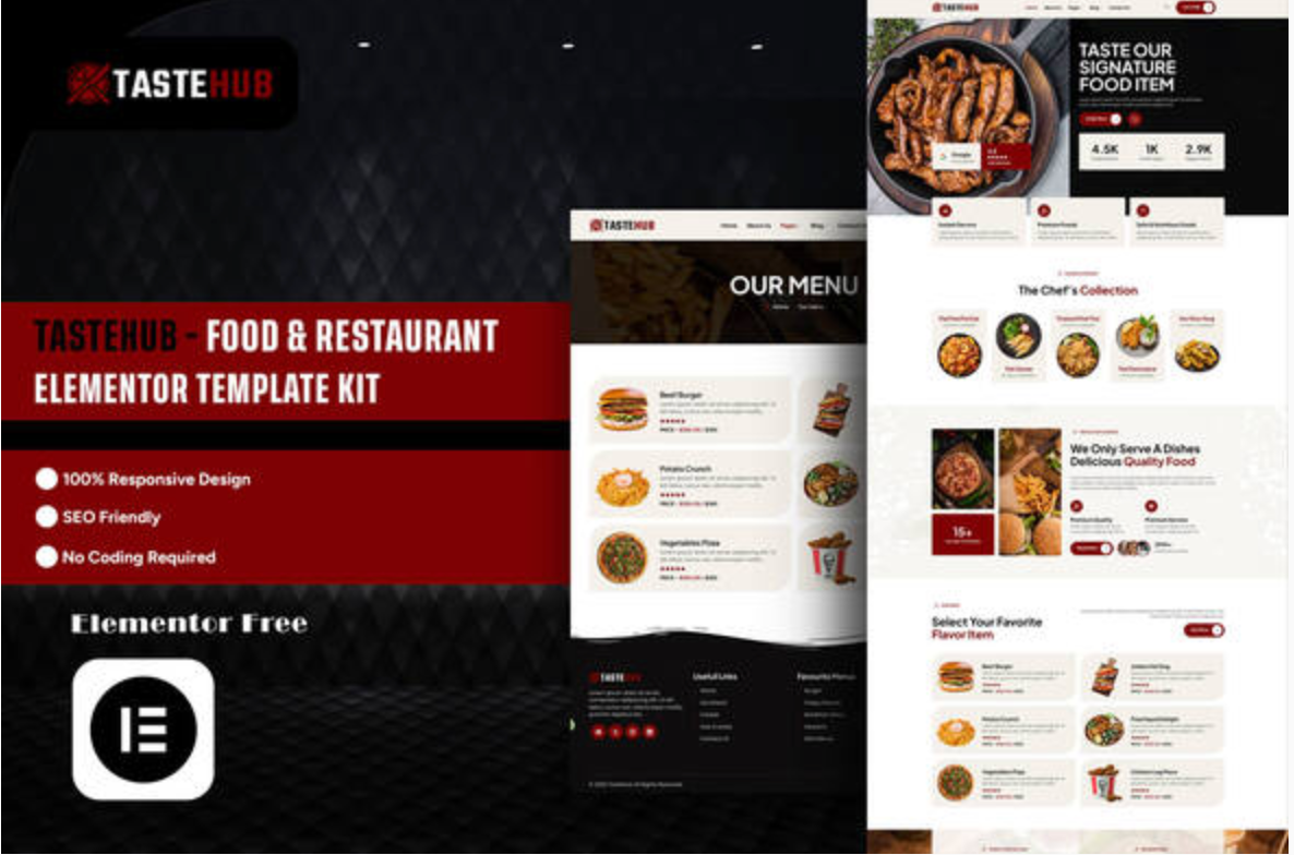 Tastehub - Food & Restaurant Elementor Template Kit