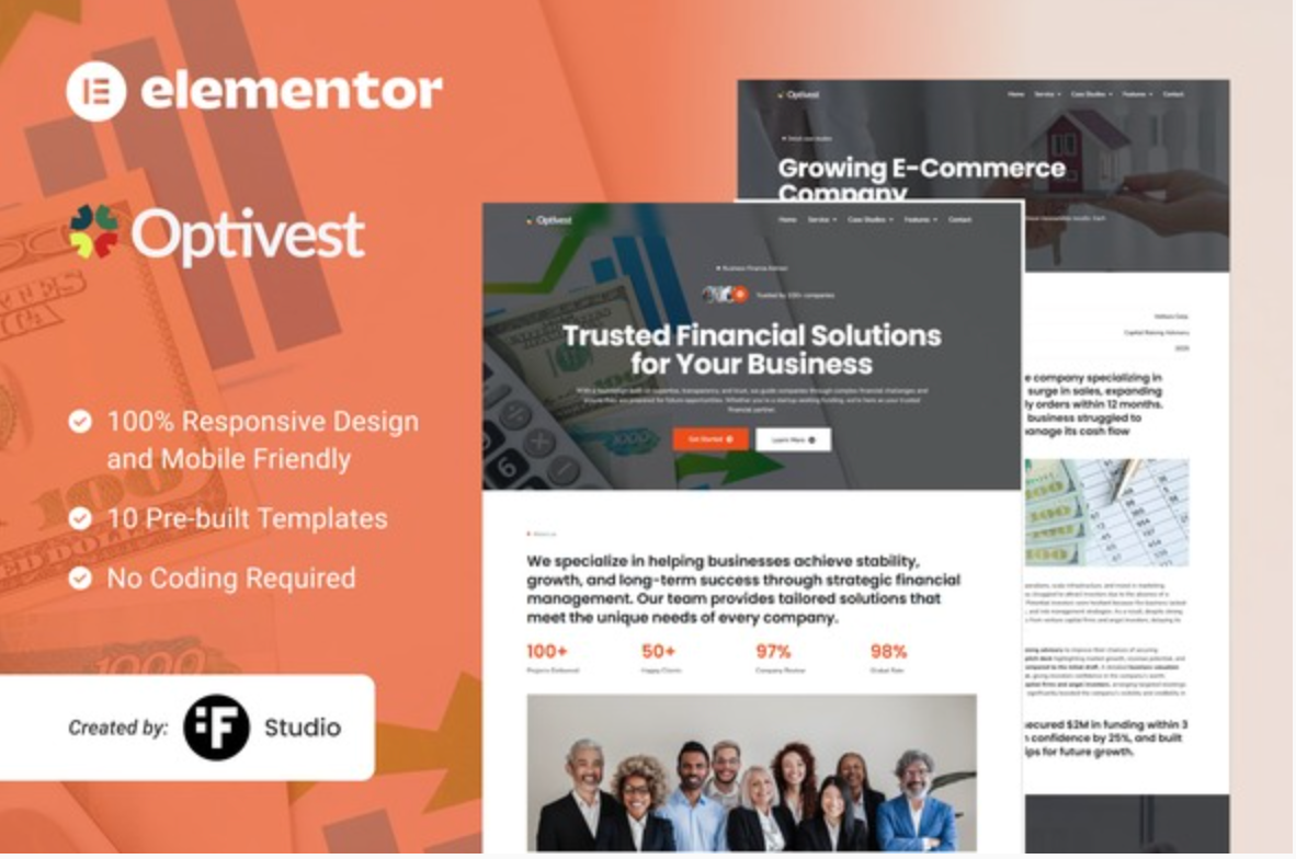 Optivest – Financial & Investment Elementor Template Kit