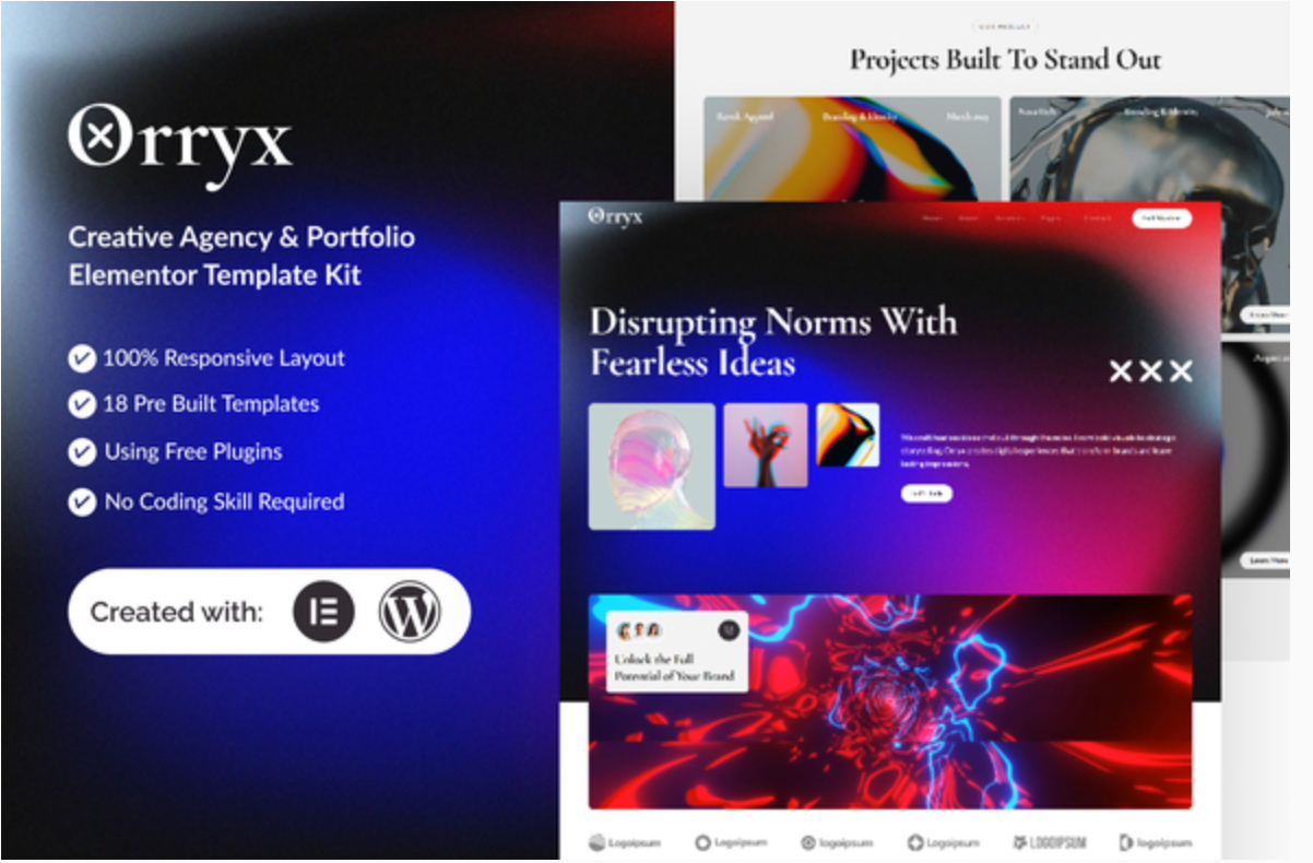 Orryx - Creative Agency & Portfolio Elementor Template Kit