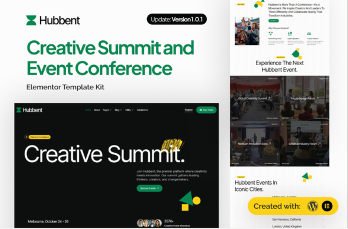 Hubbent - Creative Summit & Event Conference Elementor Template Kit