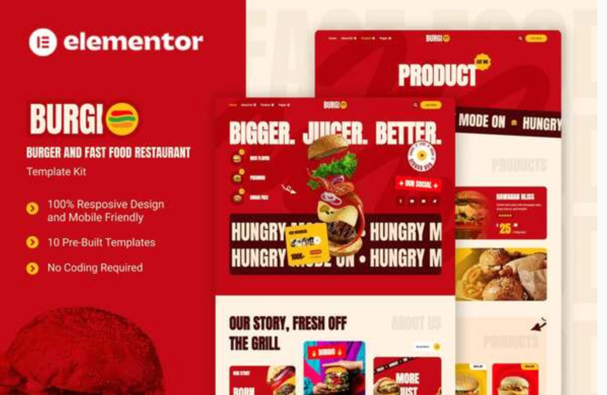 Burgio - Burger & Fast Food Restaurant Elementor Template Kit