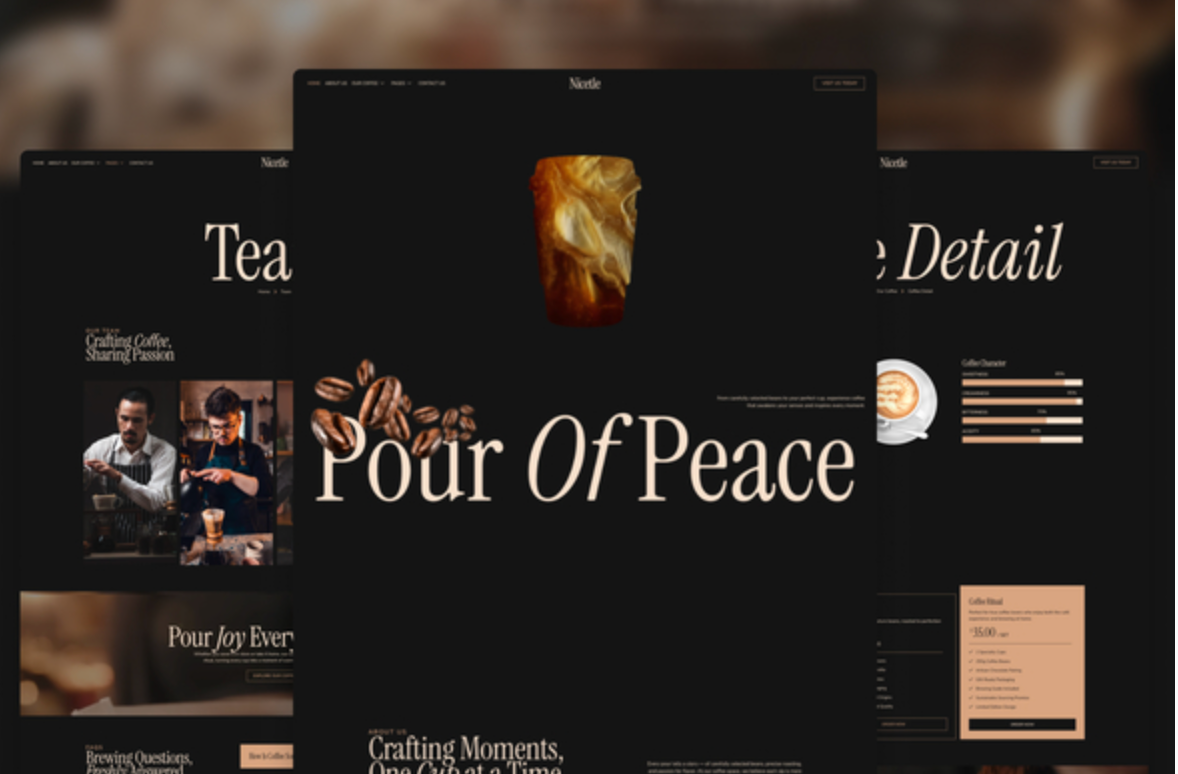 Nicetle - Modern Elegant Coffee Shop & Roastery Elementor Template Kit