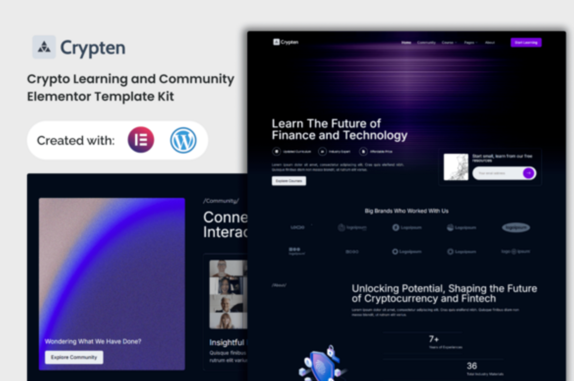 Crypten - Crypto Learning and Community Elementor Template Kit