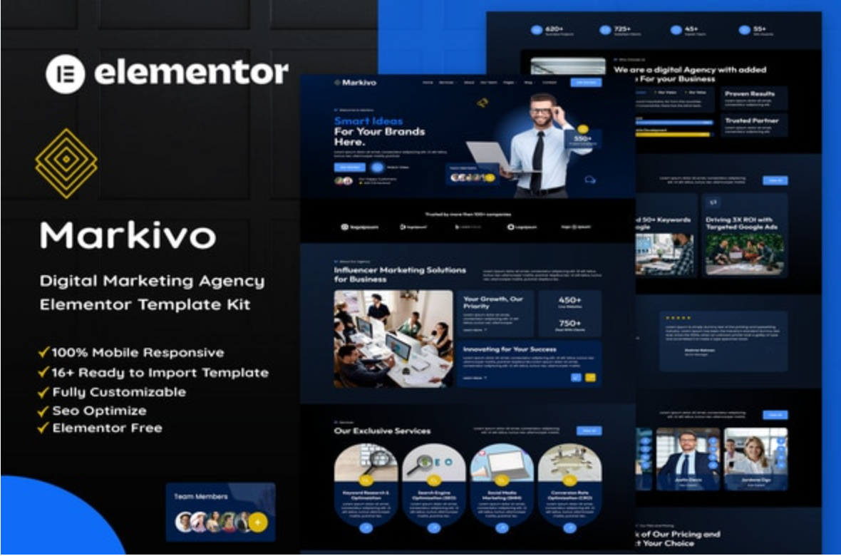 Markivo - Digital Marketing Agency Elementor Template Kit