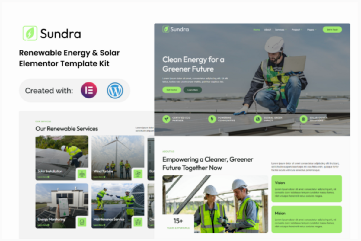 Sundra - Renewable & Energy Solar Elementor Template Kit