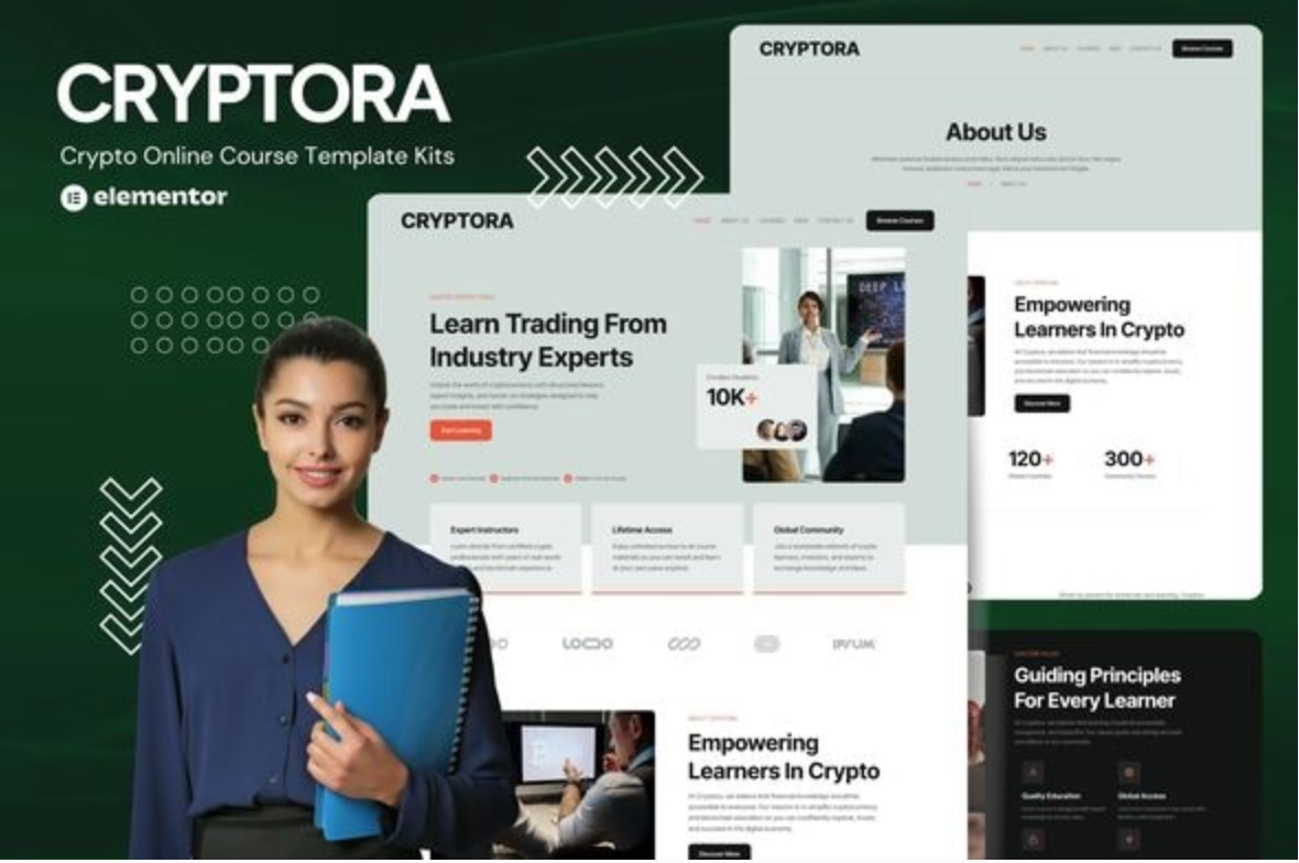 Cryptora - Crypto Online Course Website Elementor Template Kit