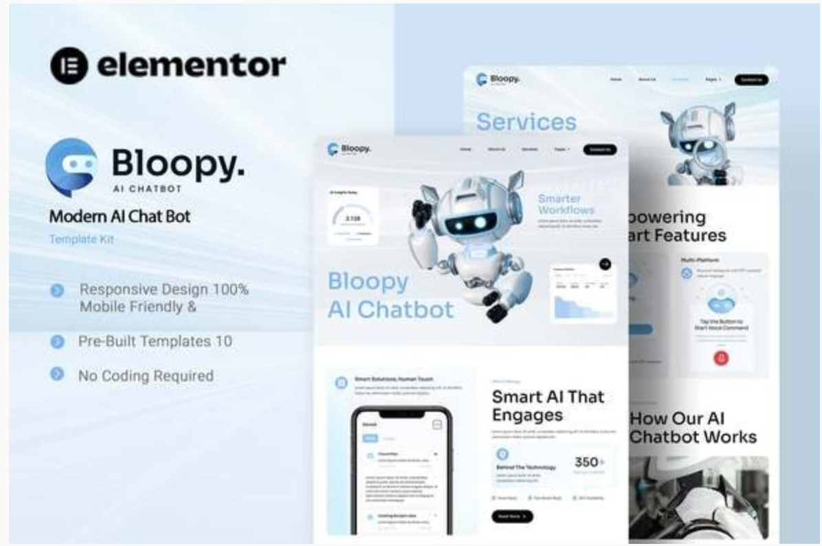 Bloopy - Modern AI Chat Bot Elementor Template Kit