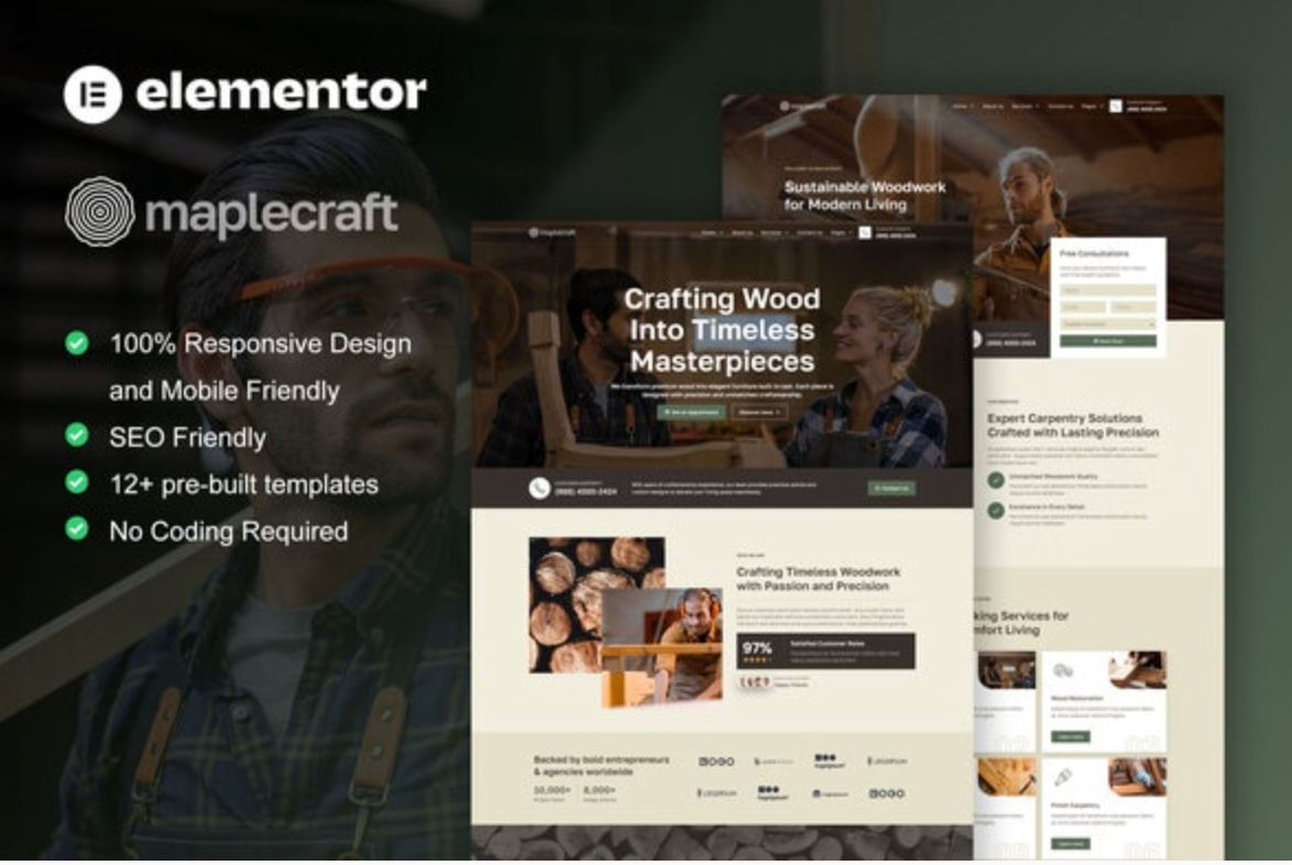 MapleCraft - Carpenter & Custom Furniture Elementor Pro Template Kit