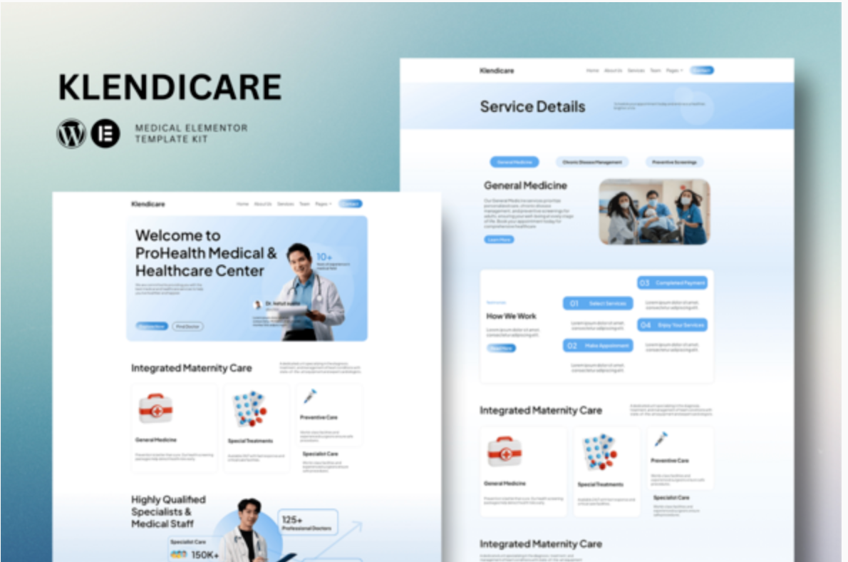 Klendicare - Medical Elementor Template Kit